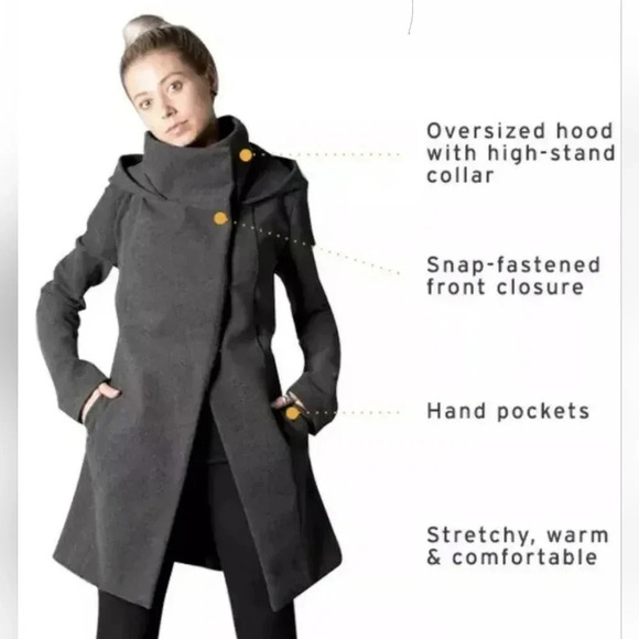 Betabrand San Francisco All day Hooded Trench Coat Gray Mock Neck M - Picture 1 of 9